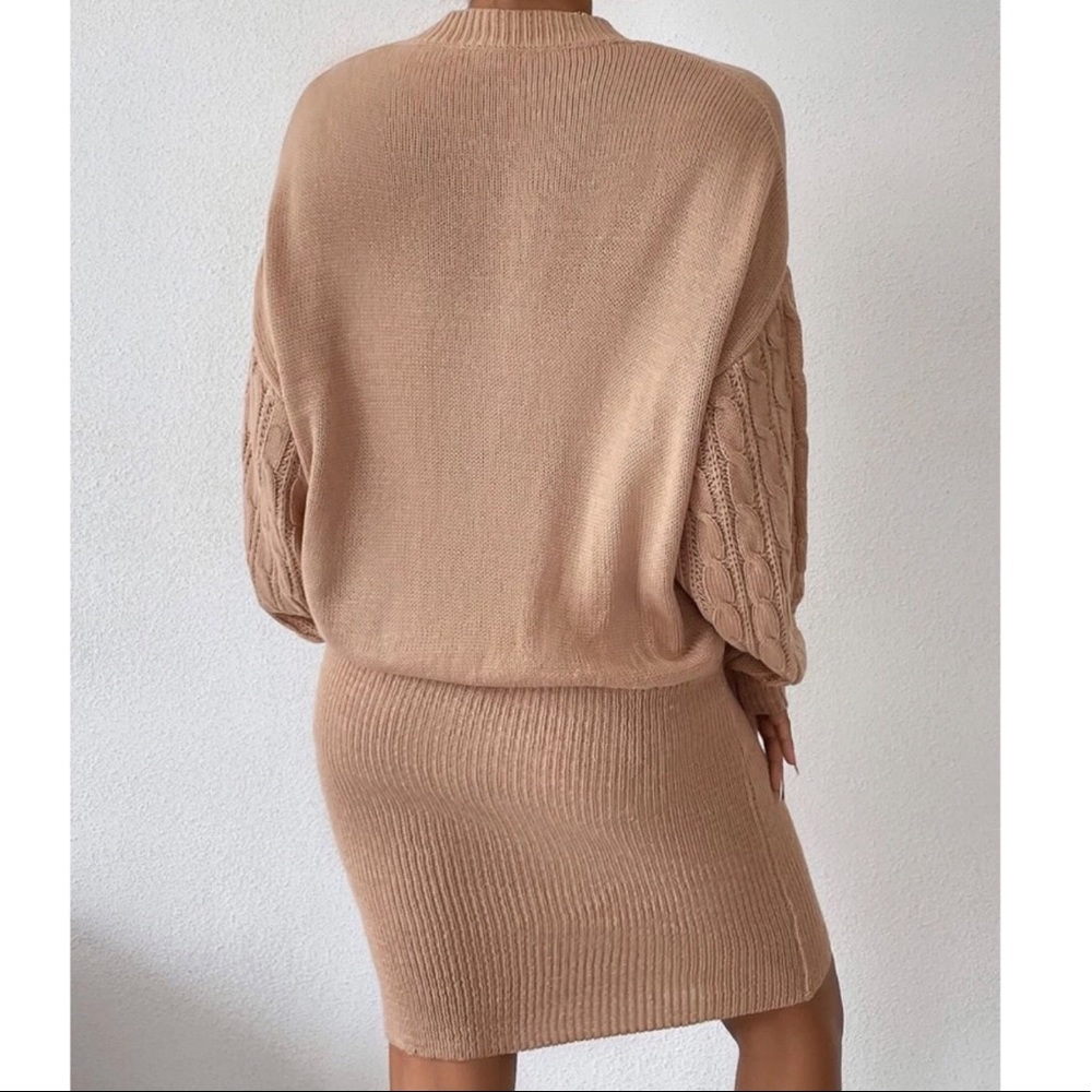 Cable and Ribbed Knit Sweater Dress - Picture 3 of 5
